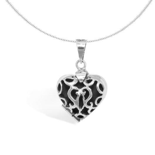 Silver Amulet "Corazón de recuerdos" heart foldable 