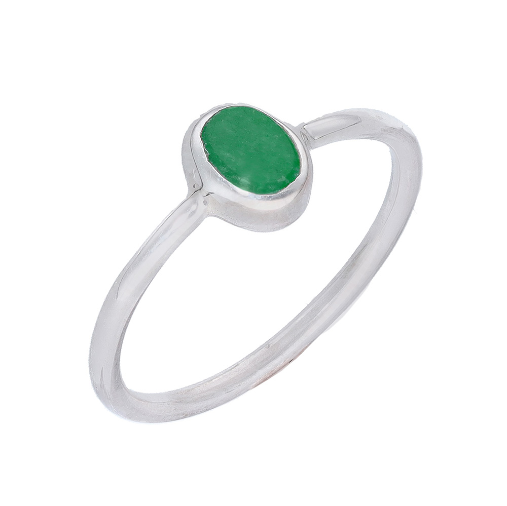 Silver Ring "Ovalado Verde Venturina" #6 oval green 