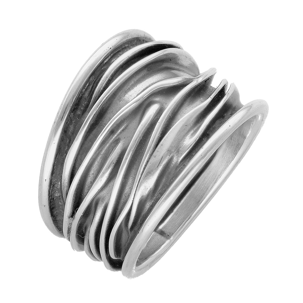 Silver Ring 'Corrugado' #9 waves 9