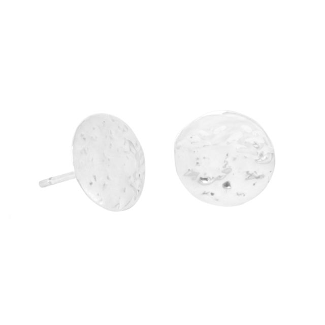 Silver Stud earrings 'Paisaje lunar' round moon 