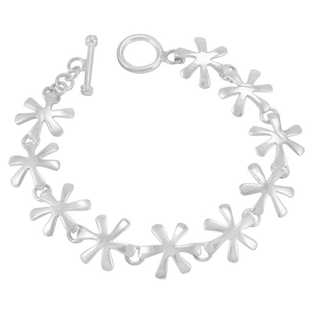 Silver Bracelet 'Flor lisa' flower 