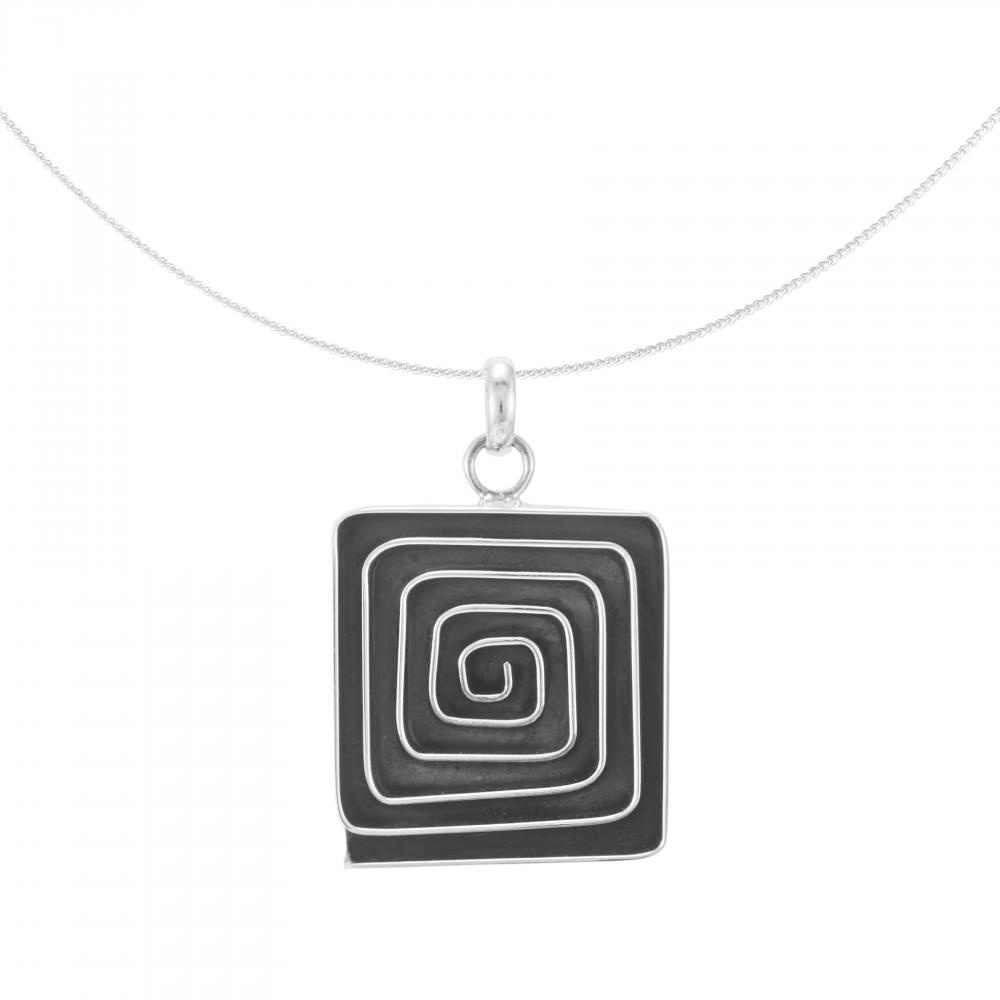 Silver Pendant 'Laberinto cuadrado' labyrinth 