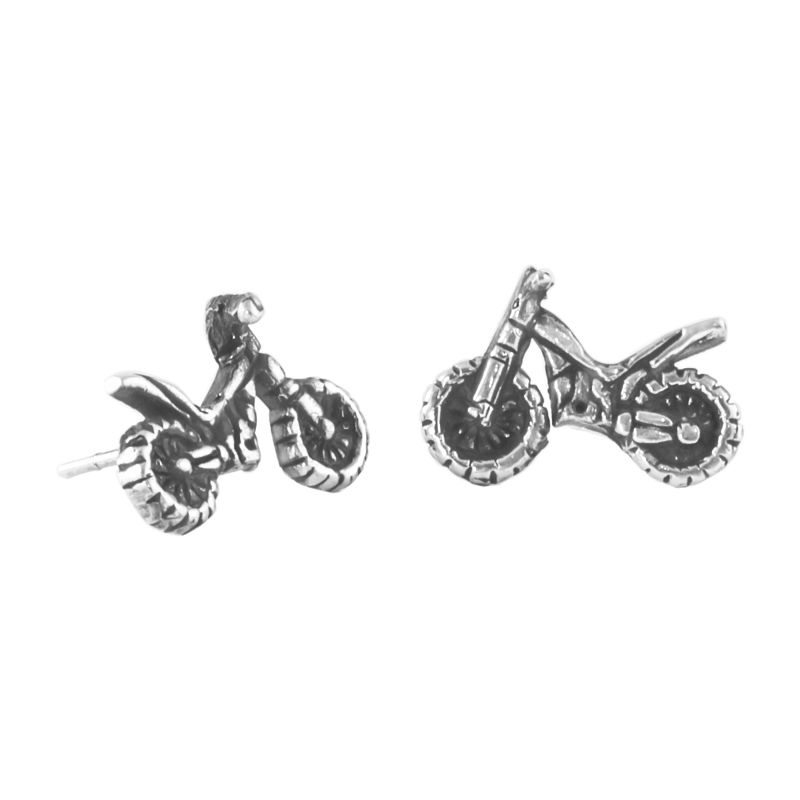Silver Stud earrings 'Moto' motorcyle 