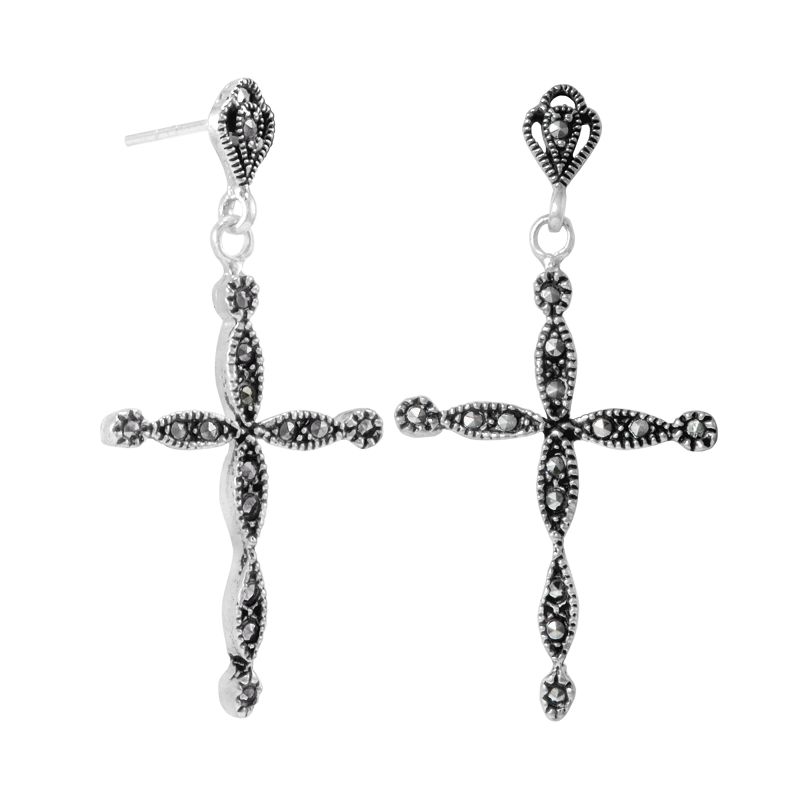 Silver Stud earrings 'Cruz galante' cross 