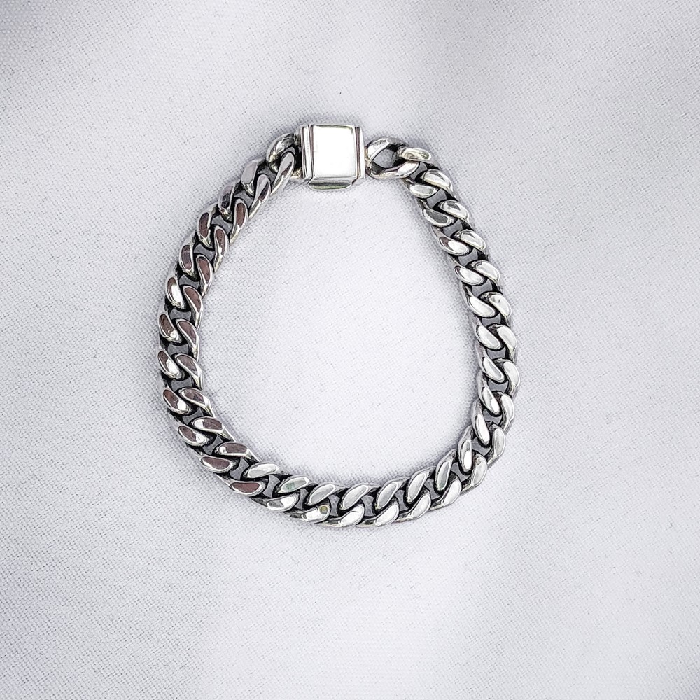 Silver Bracelet 'Eslabón planchado' ironed link 